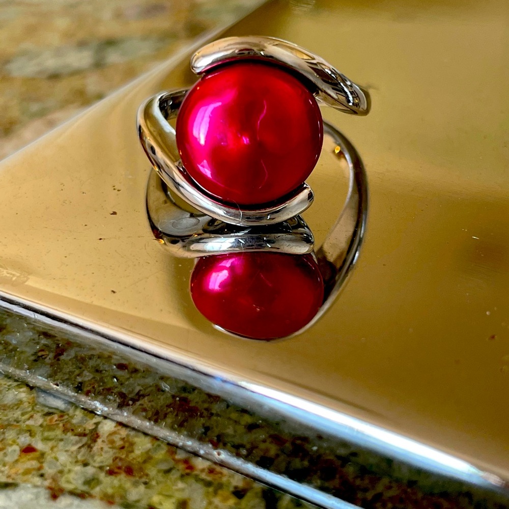 Silver pearl rings